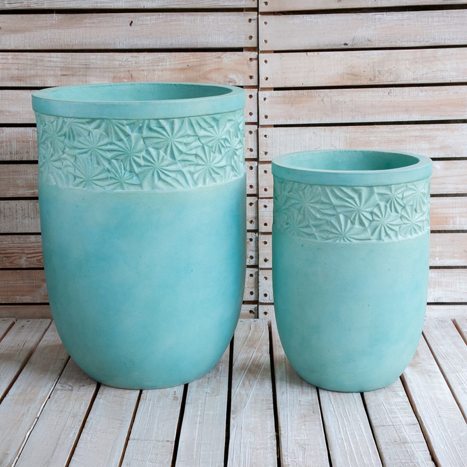 Spargi Turquoise Concrete Tall Round Planter