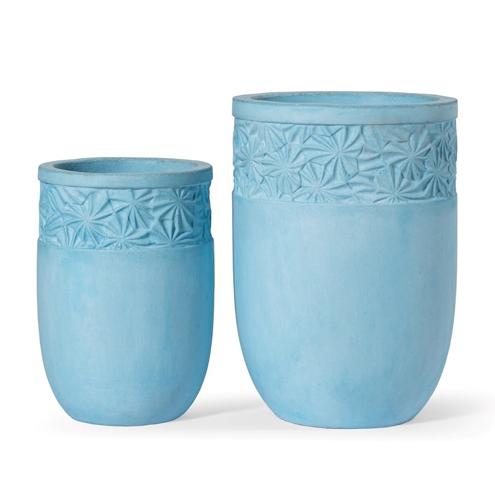 Spargi Turquoise Concrete Tall Round Planter