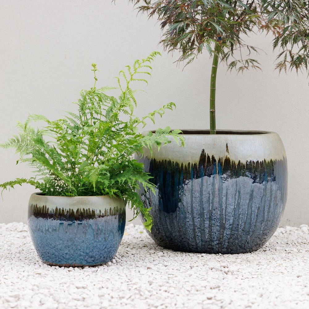 Gold Two-Tone Glazed Round Planter