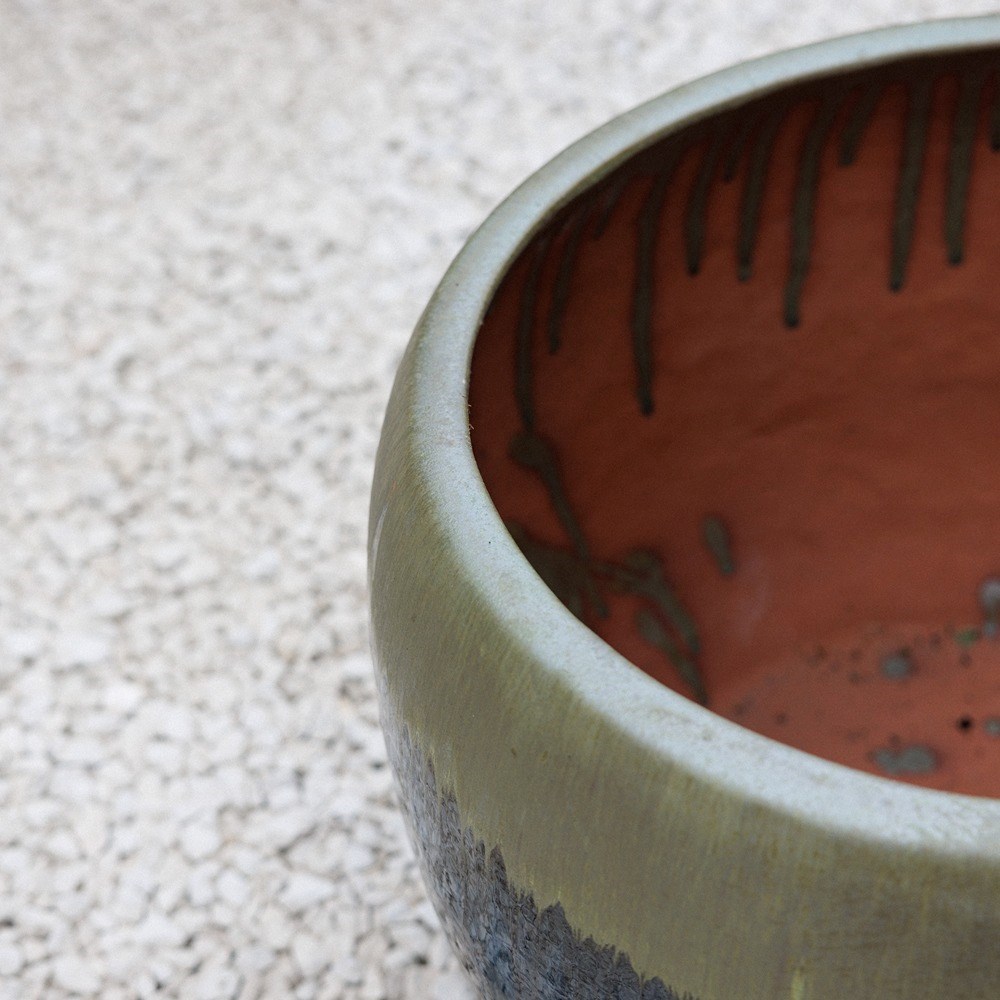 Gold Two-Tone Glazed Round Planter