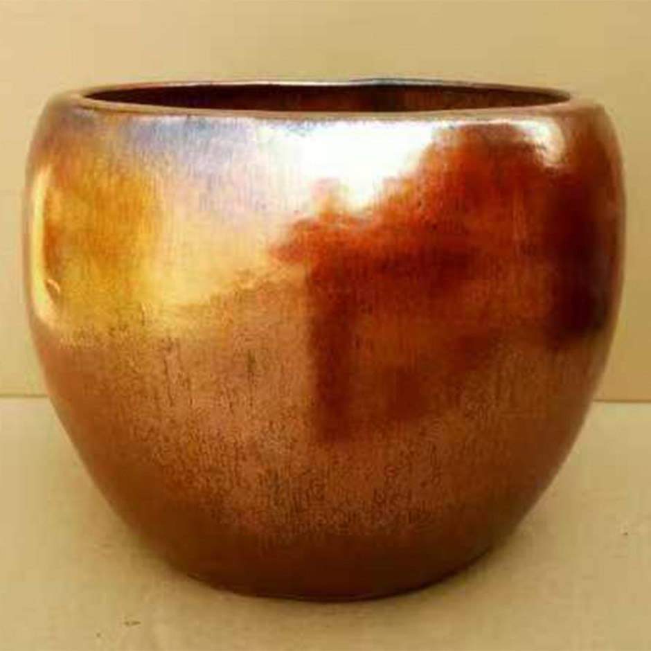 Bronze Metallic Glaze Round Planter