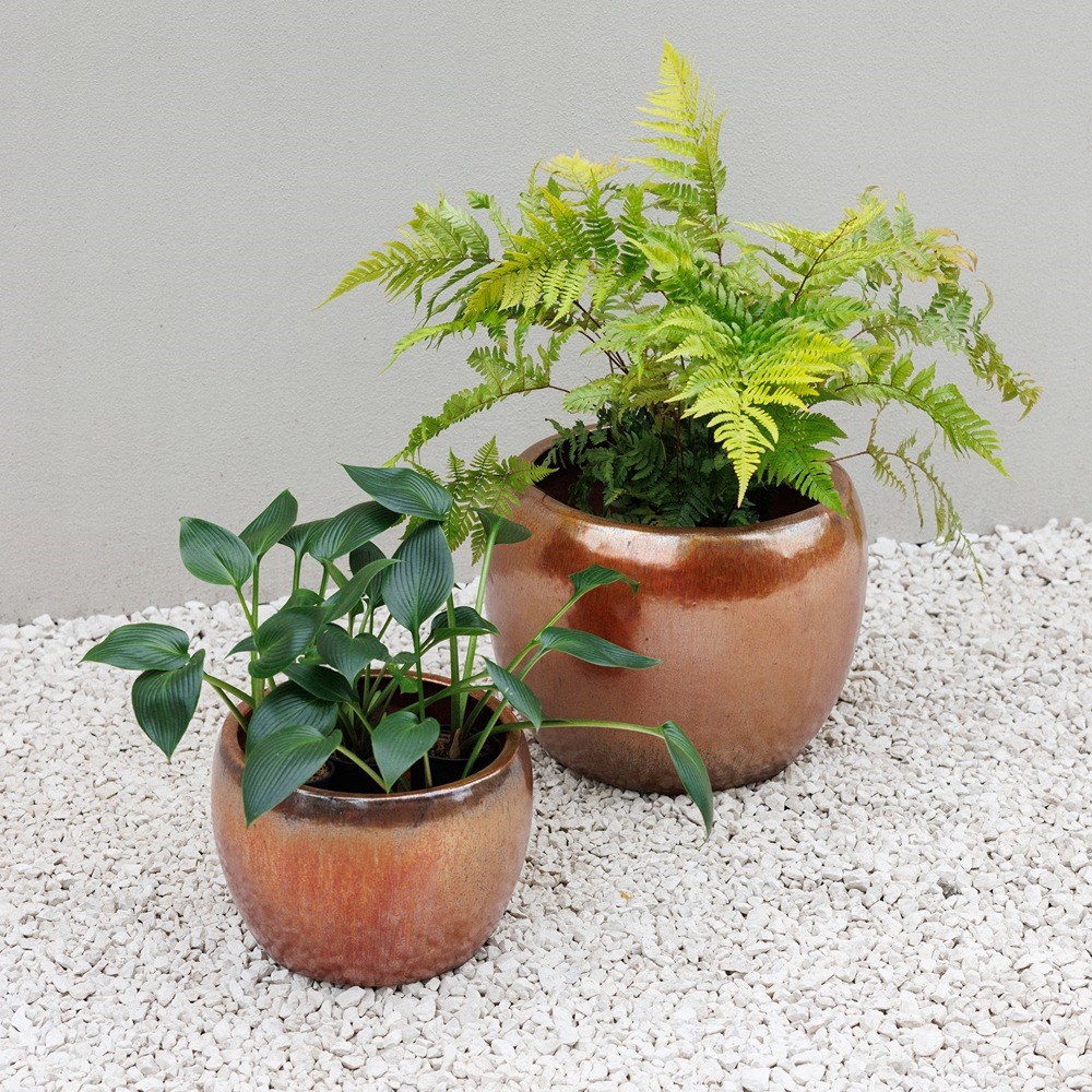 Bronze Metallic Glaze Round Planter