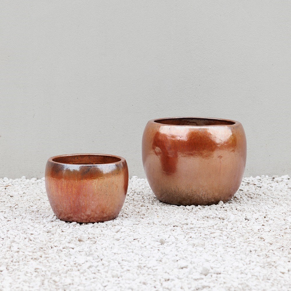 Bronze Metallic Glaze Round Planter