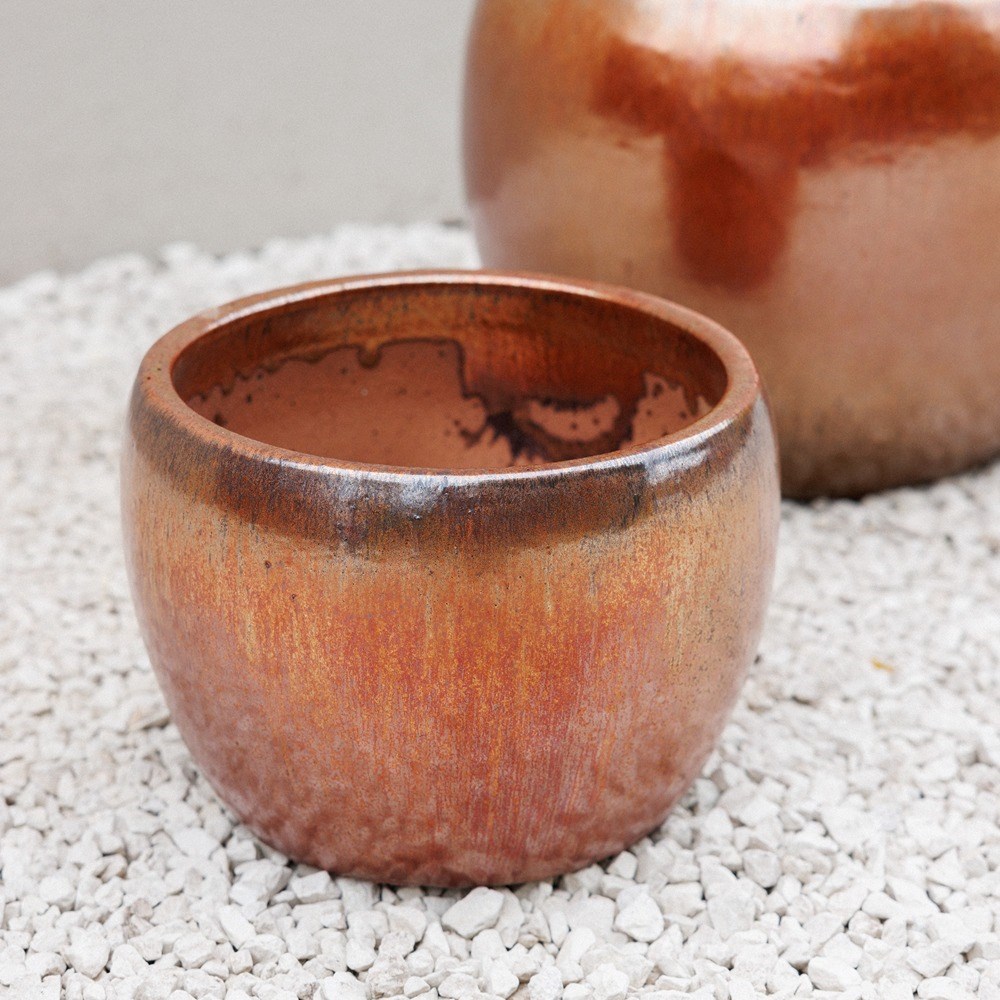 Bronze Metallic Glaze Round Planter