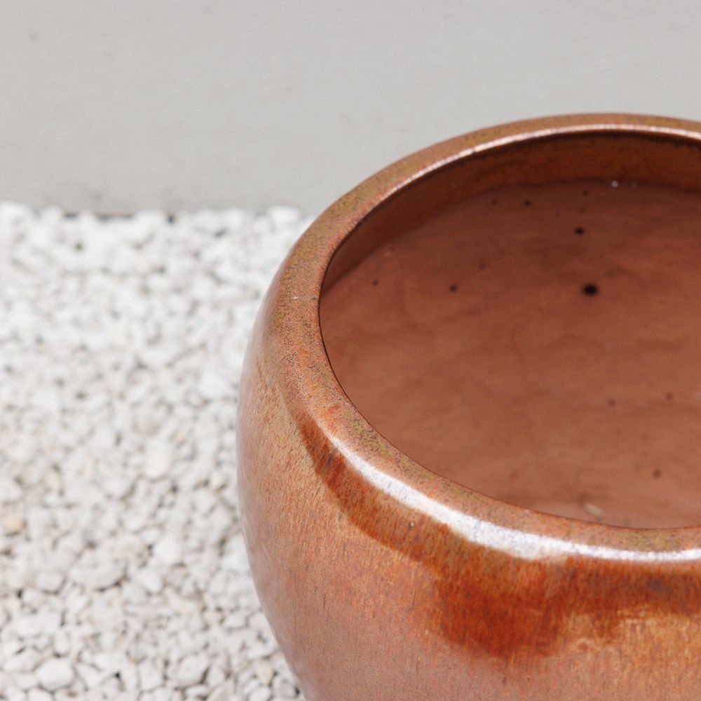 Bronze Metallic Glaze Round Planter