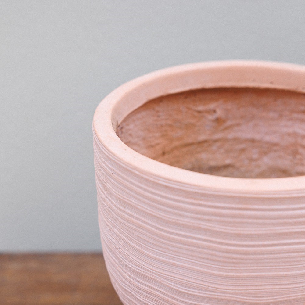 Pink Textured Round Indoor Planter With Legs