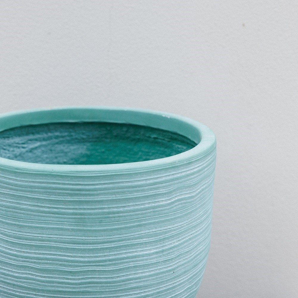 Blue Textured Round Indoor Planter With Legs