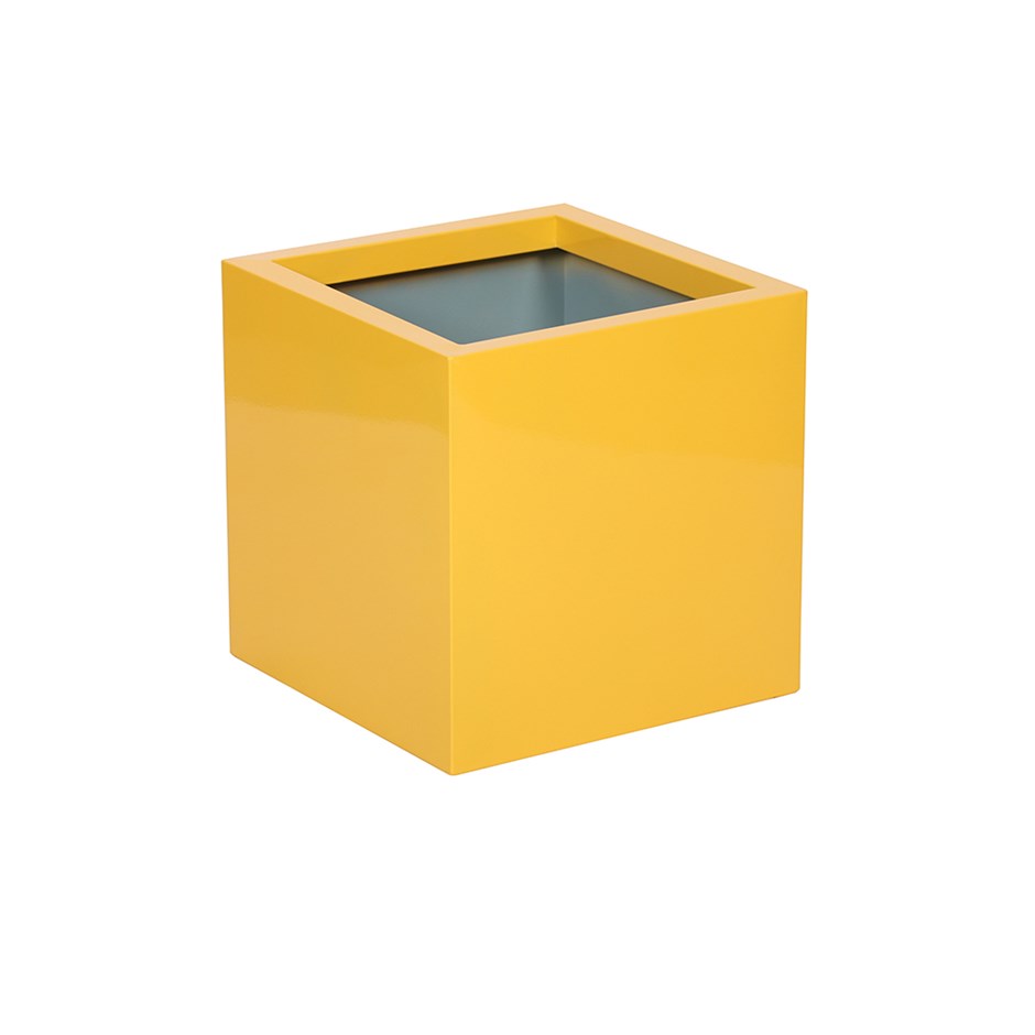 Yellow Zinc Galvanised Cube Planter