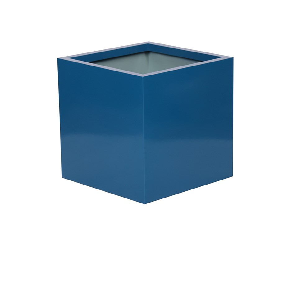 Blue Zinc Galvanised Cube Planter