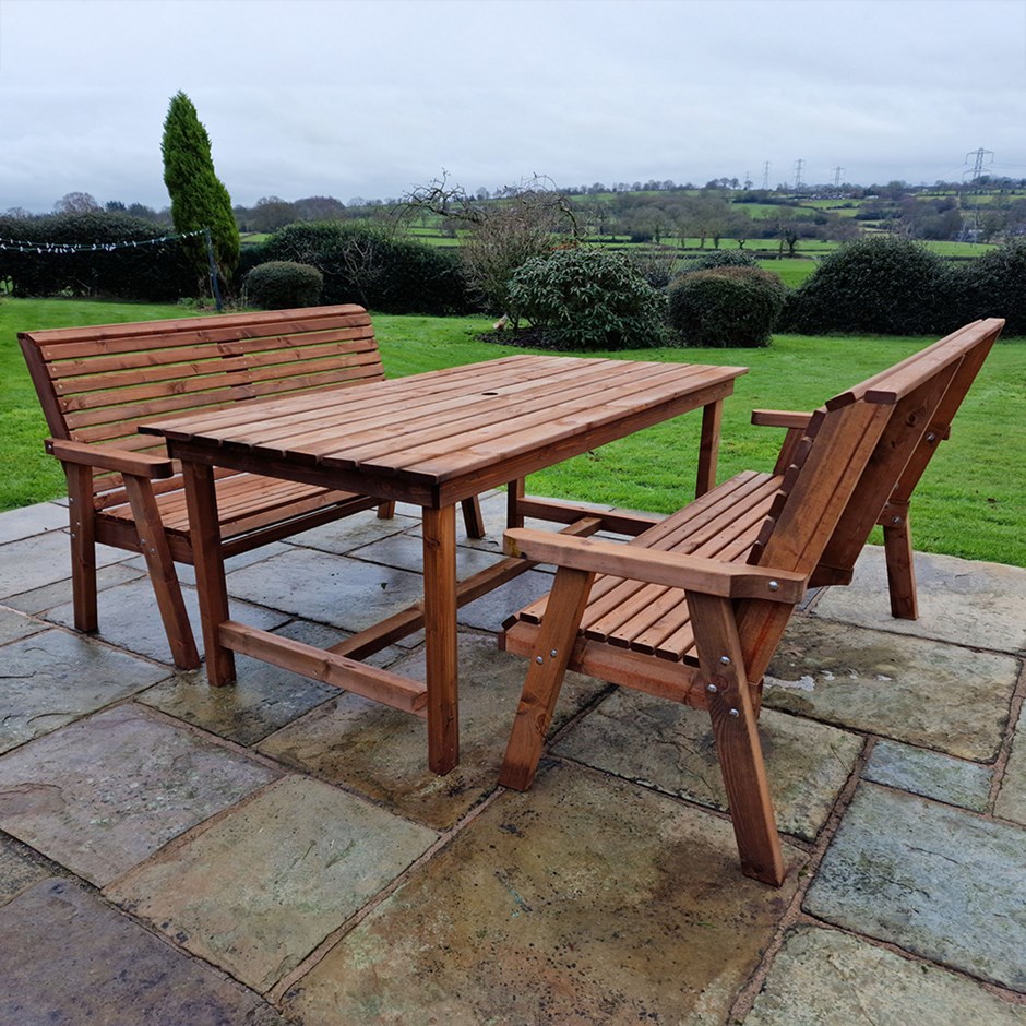 Hardwood Rectangular Table & Bench Dining Set