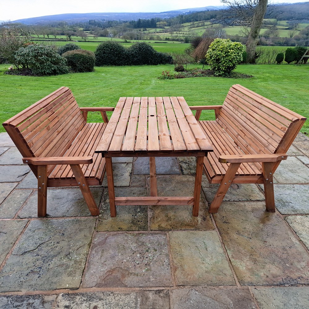 Hardwood Rectangular Table & Bench Dining Set
