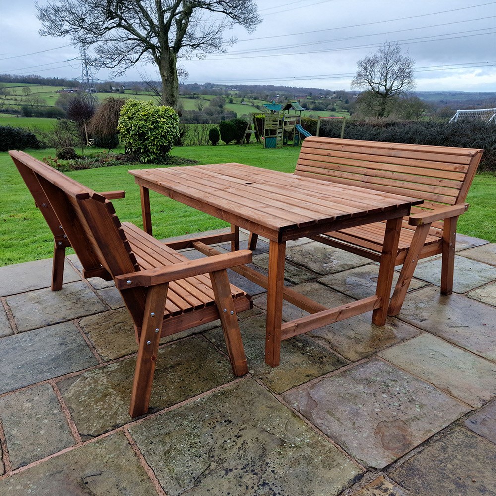 Hardwood Rectangular Table & Bench Dining Set