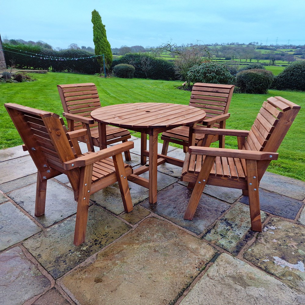 Wooden Round Table & Chairs Dining Set