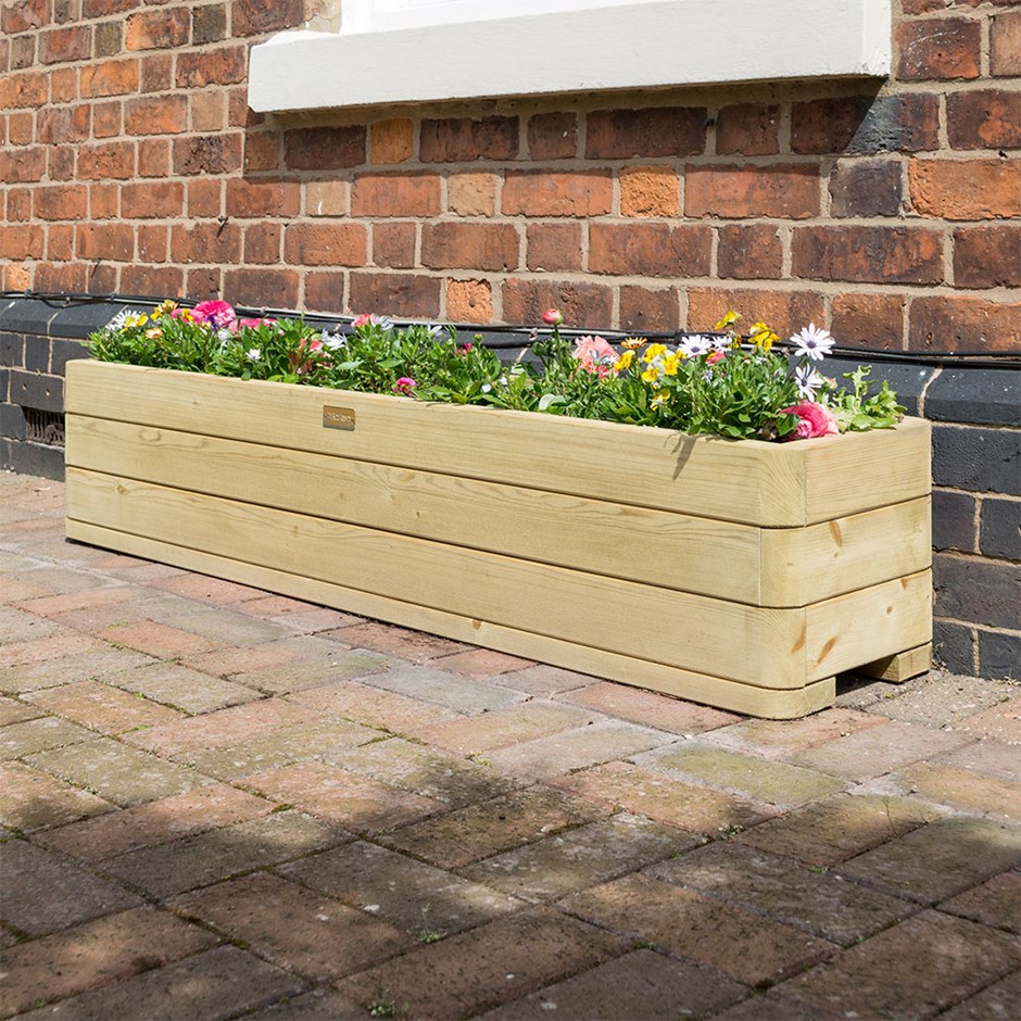 Marberry Wooden Troguh Patio Planter