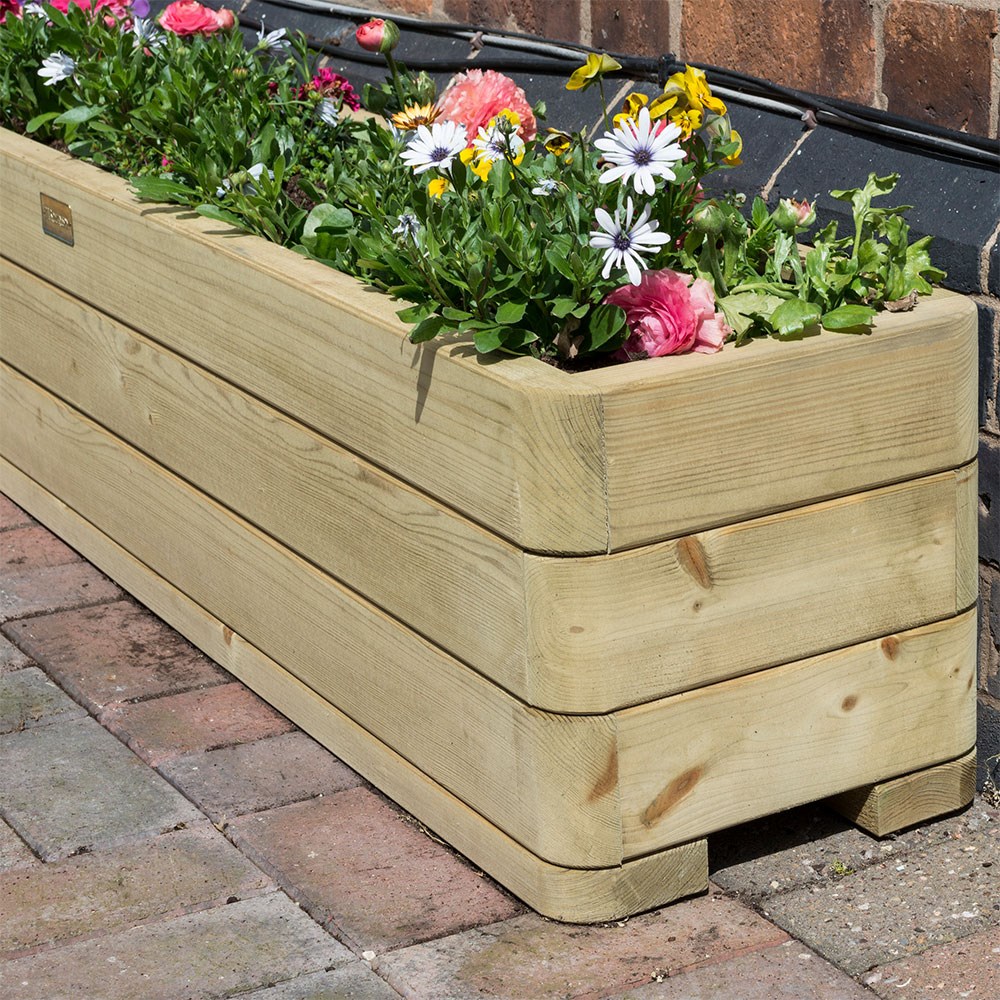 Marberry Wooden Troguh Patio Planter