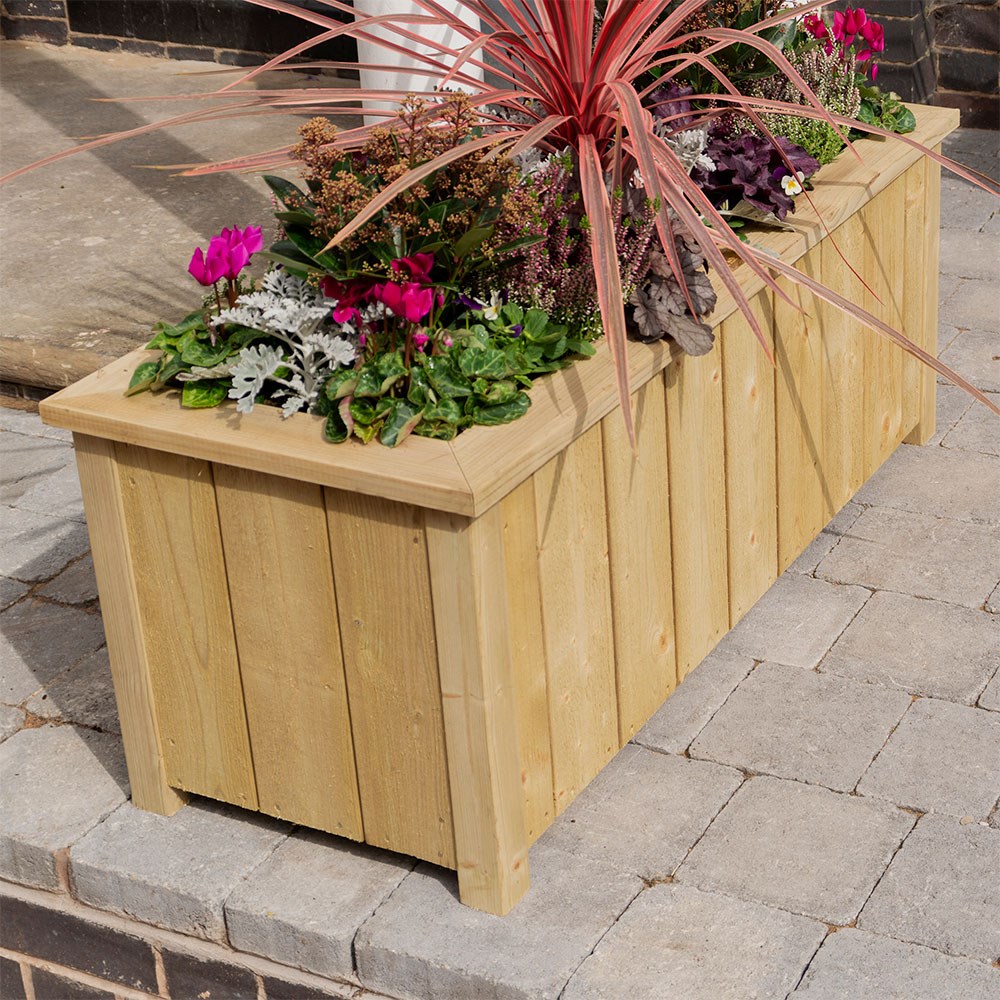 95cm Heritage Natural Wooden Trough Planter