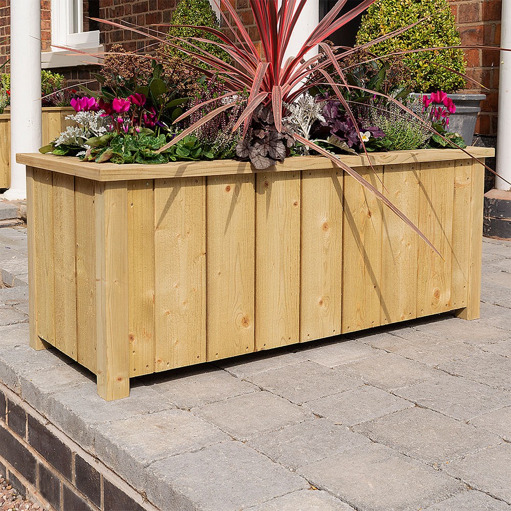 95cm Heritage Natural Wooden Trough Planter
