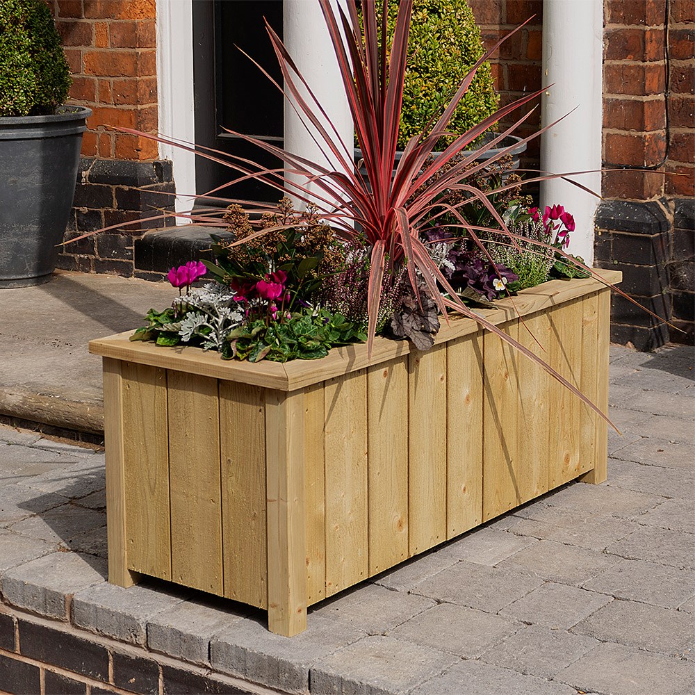 95cm Heritage Natural Wooden Trough Planter