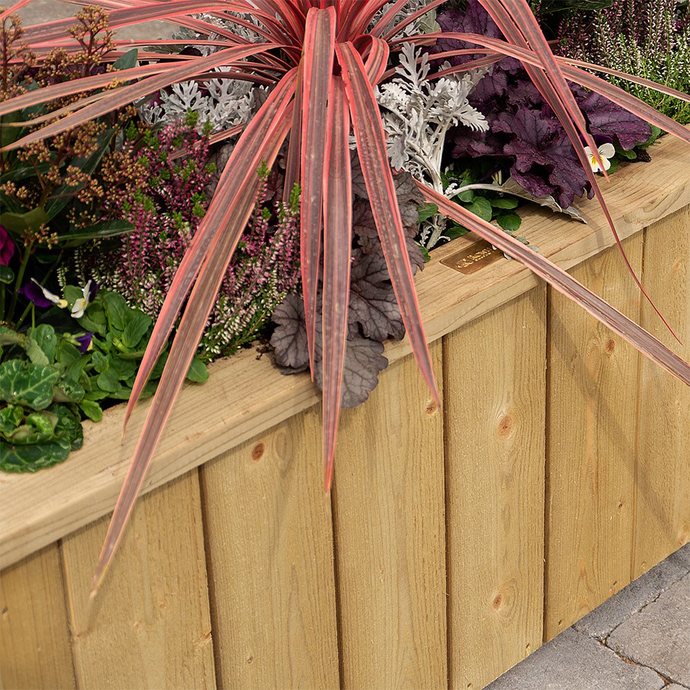 95cm Heritage Natural Wooden Trough Planter