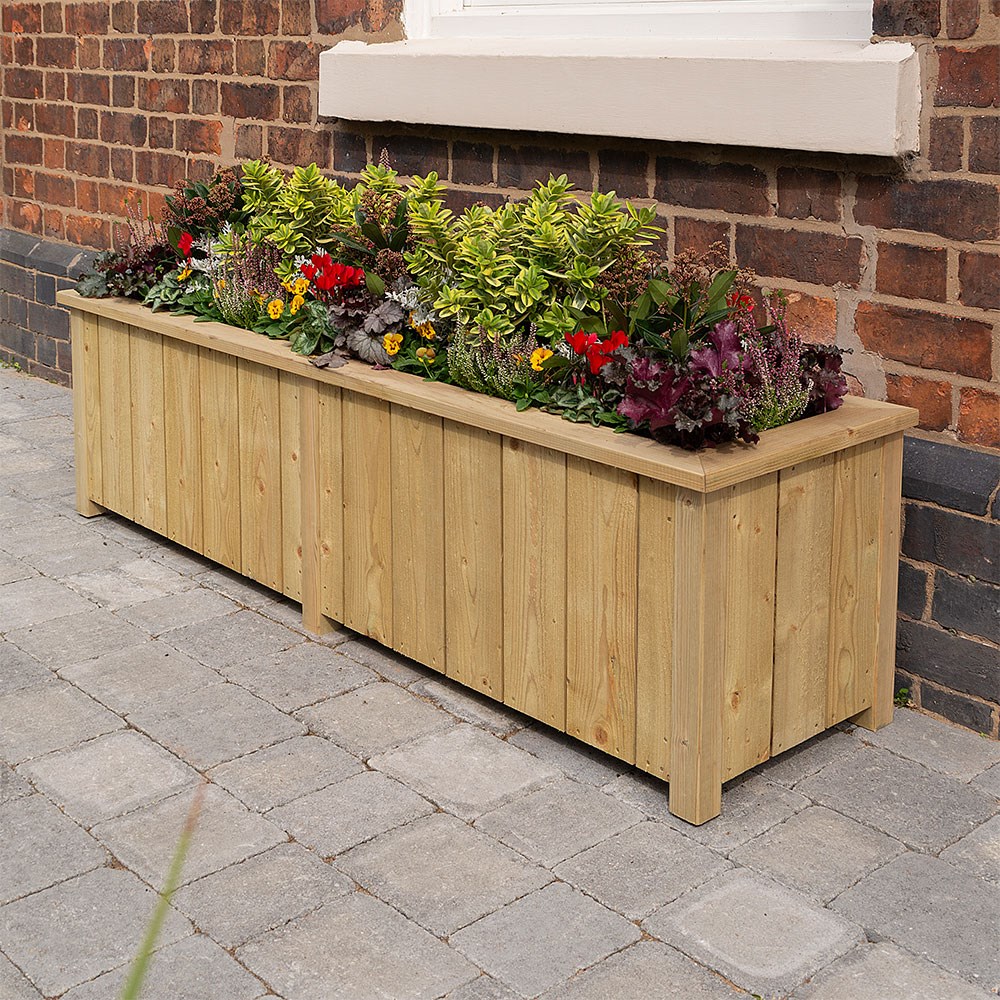 153cm Heritage Natural Wooden Trough Planter