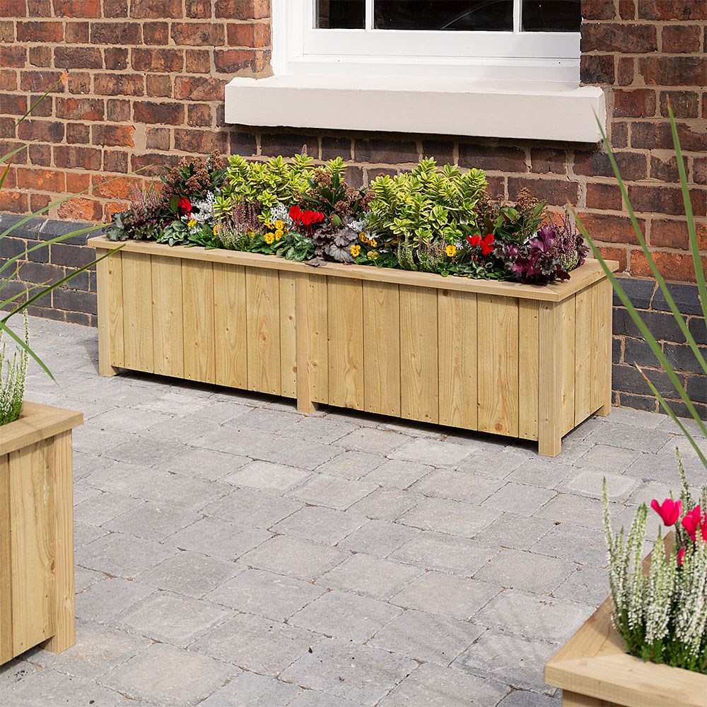 153cm Heritage Natural Wooden Trough Planter