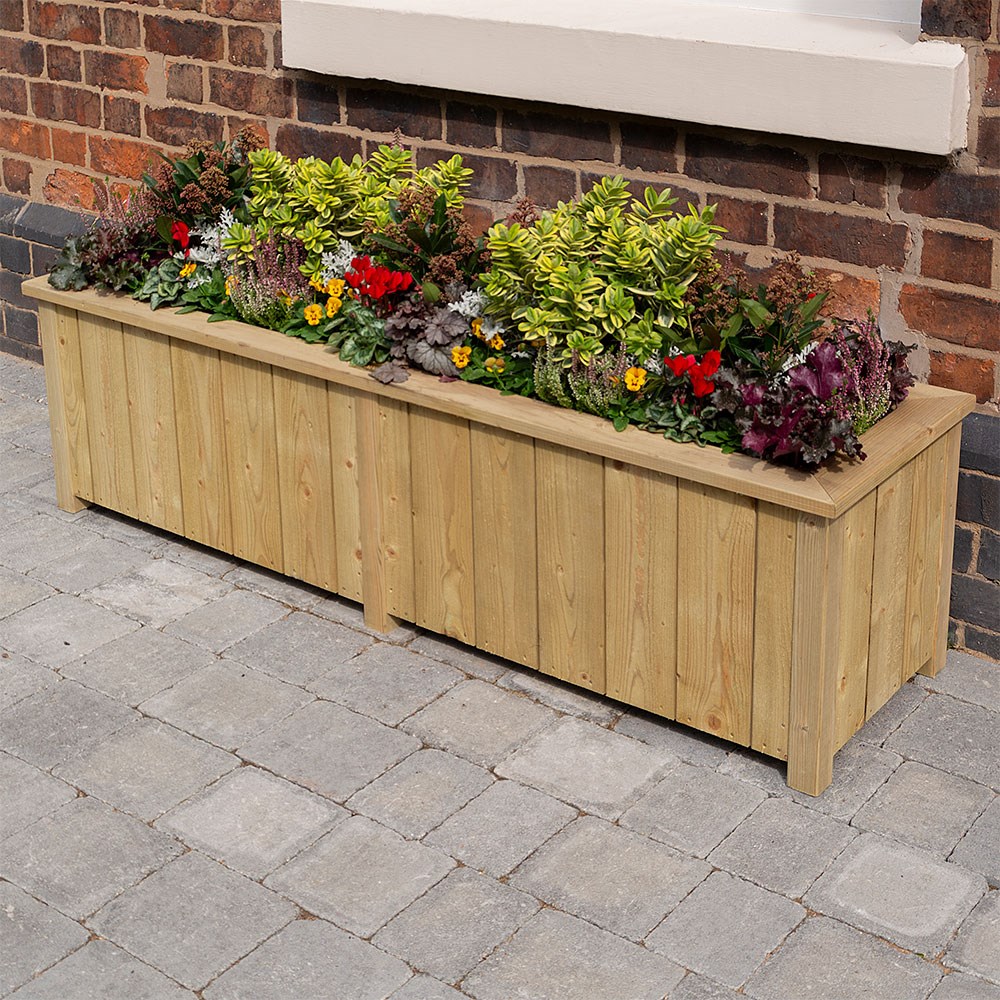 153cm Heritage Natural Wooden Trough Planter