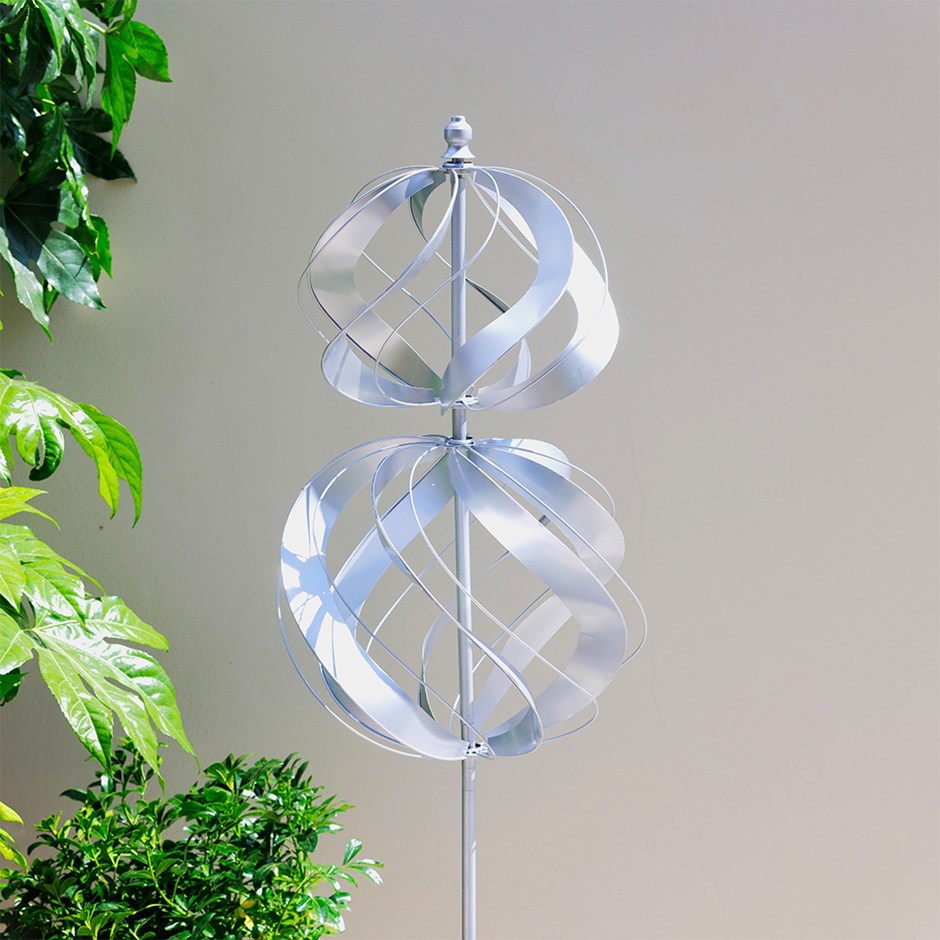 Two Sphere Wind Spinner - Metal