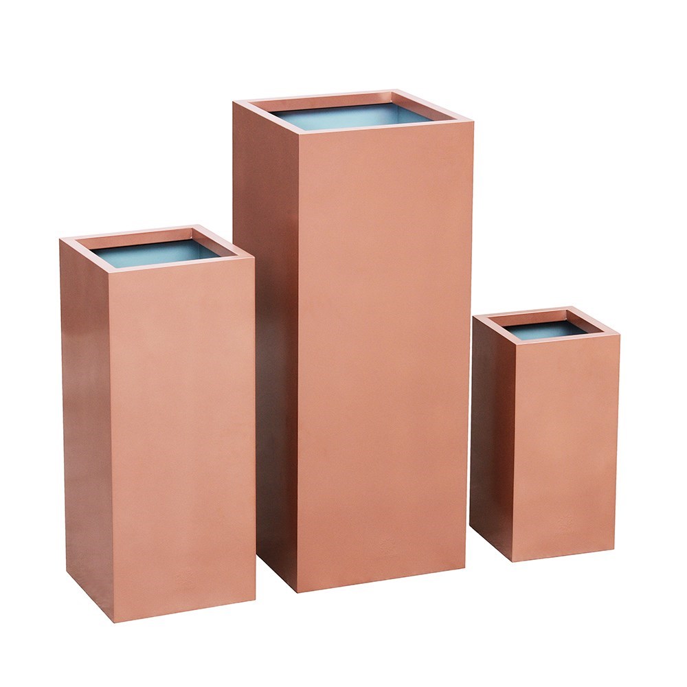 Copper Zinc Tall Square Planter