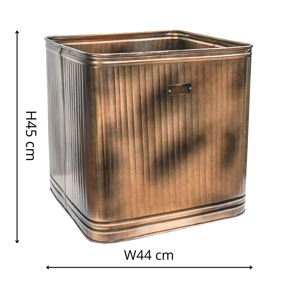 Hamption Copper Ribbed Square Planter