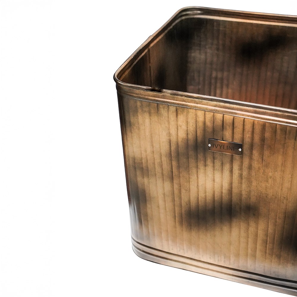 Hamption Copper Ribbed Square Planter
