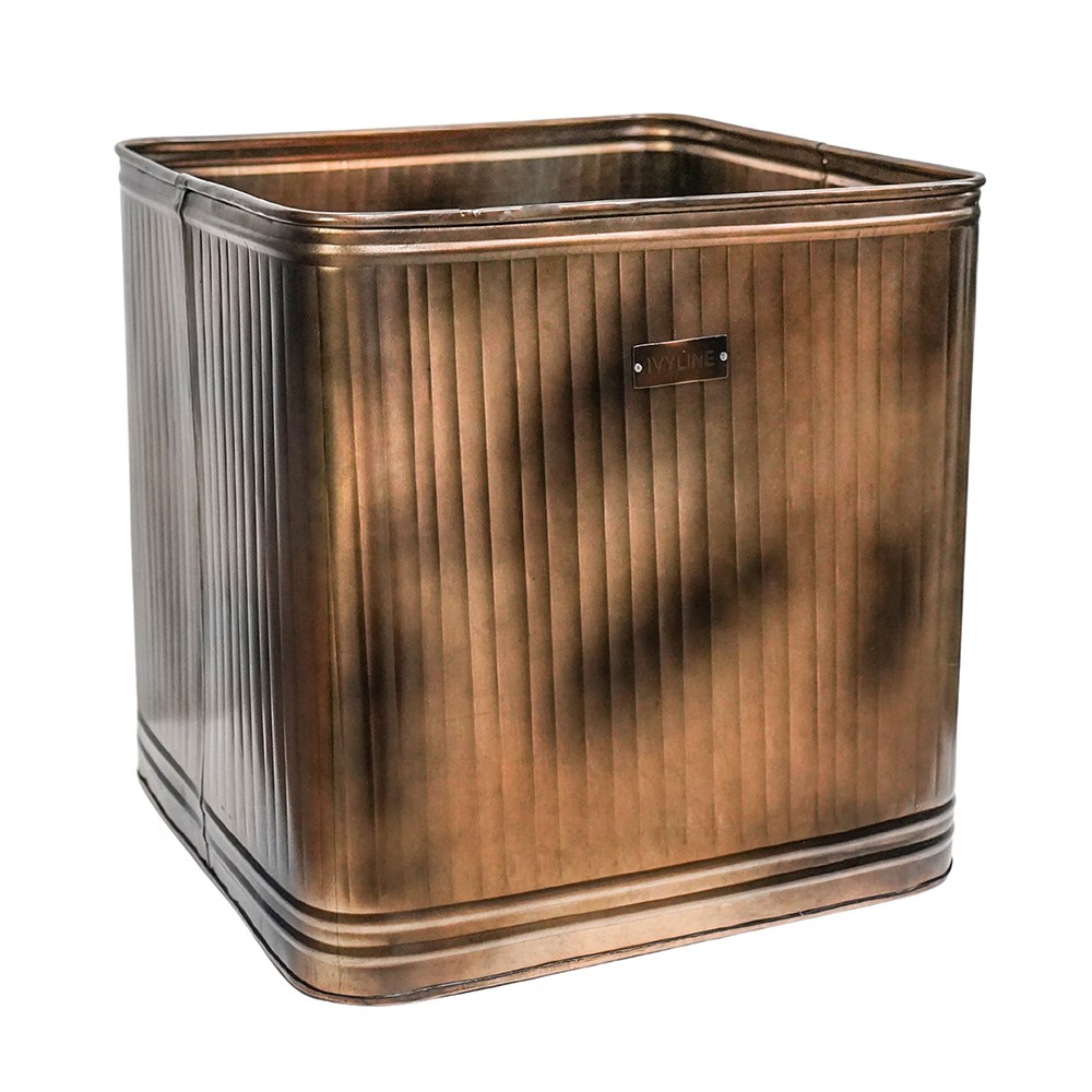 Hamption Copper Ribbed Square Planter