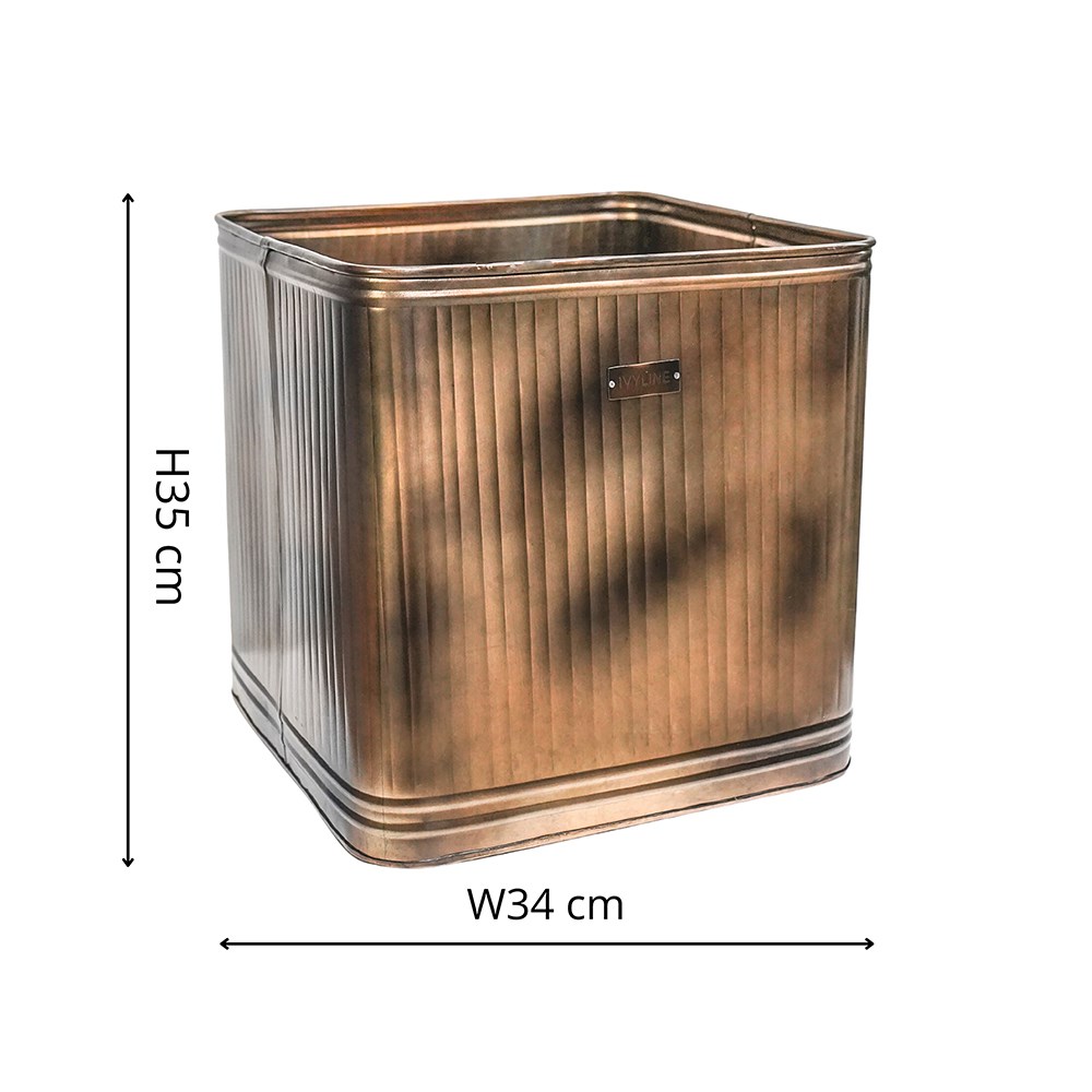 Hamption Copper Ribbed Square Planter