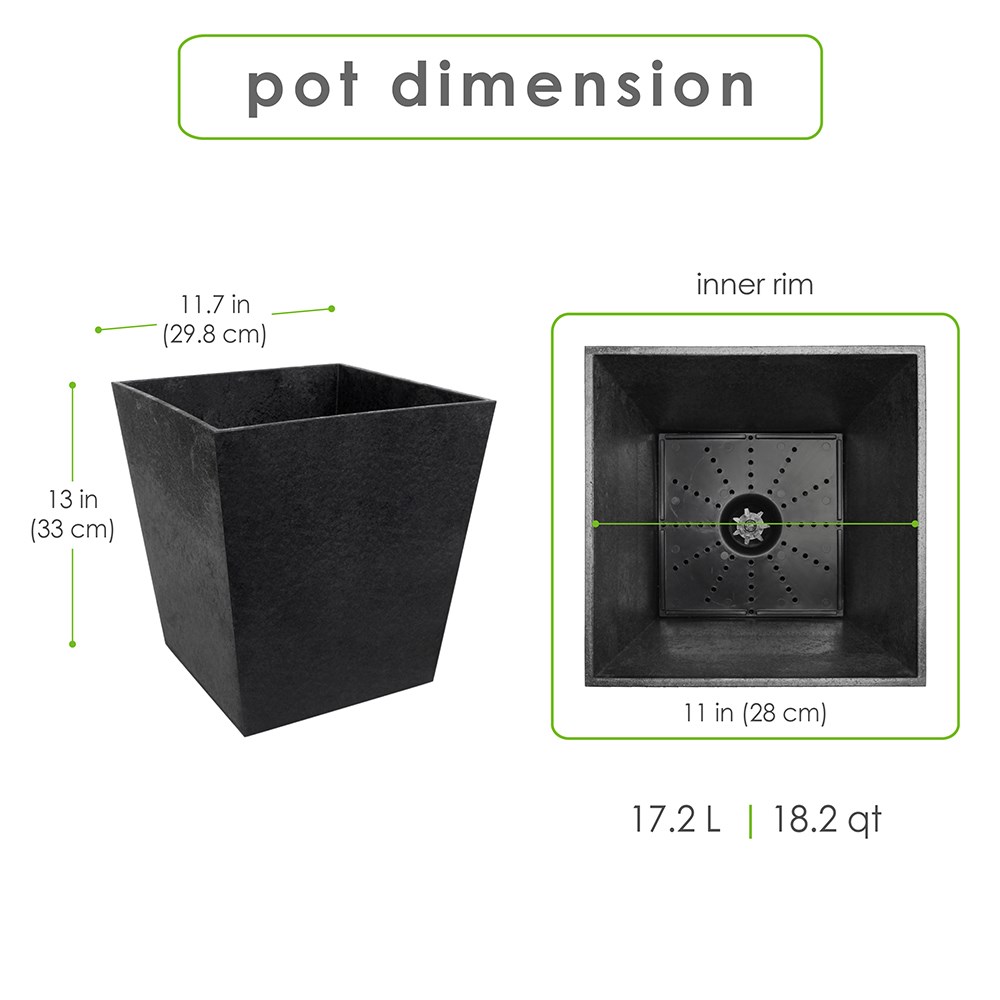 H 33 cm Recycled Rubber Sonata Planter Black