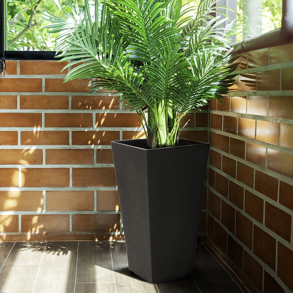 H 50 cm Recycled Rubber Sonata Planter Black