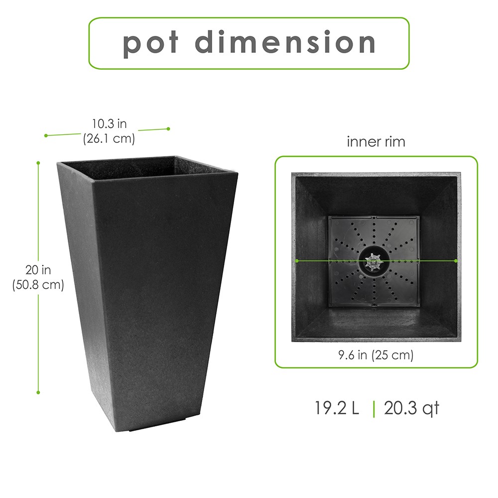 H 50 cm Recycled Rubber Sonata Planter Black