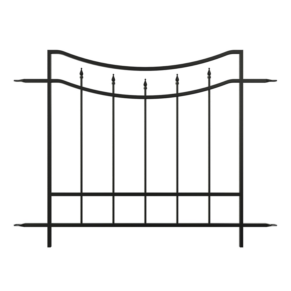 Arched Finial Metal Fence Section Black
