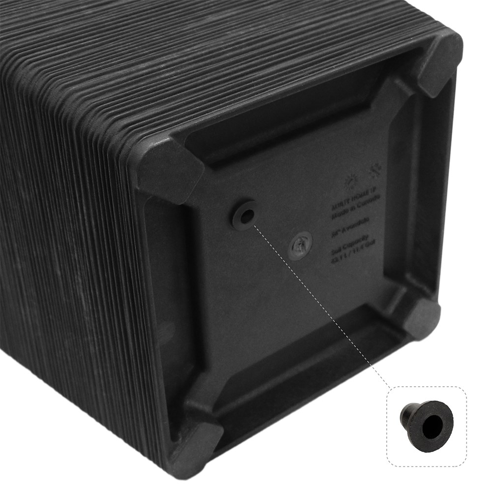Black Recycled Ribbed Tapered Square Planter