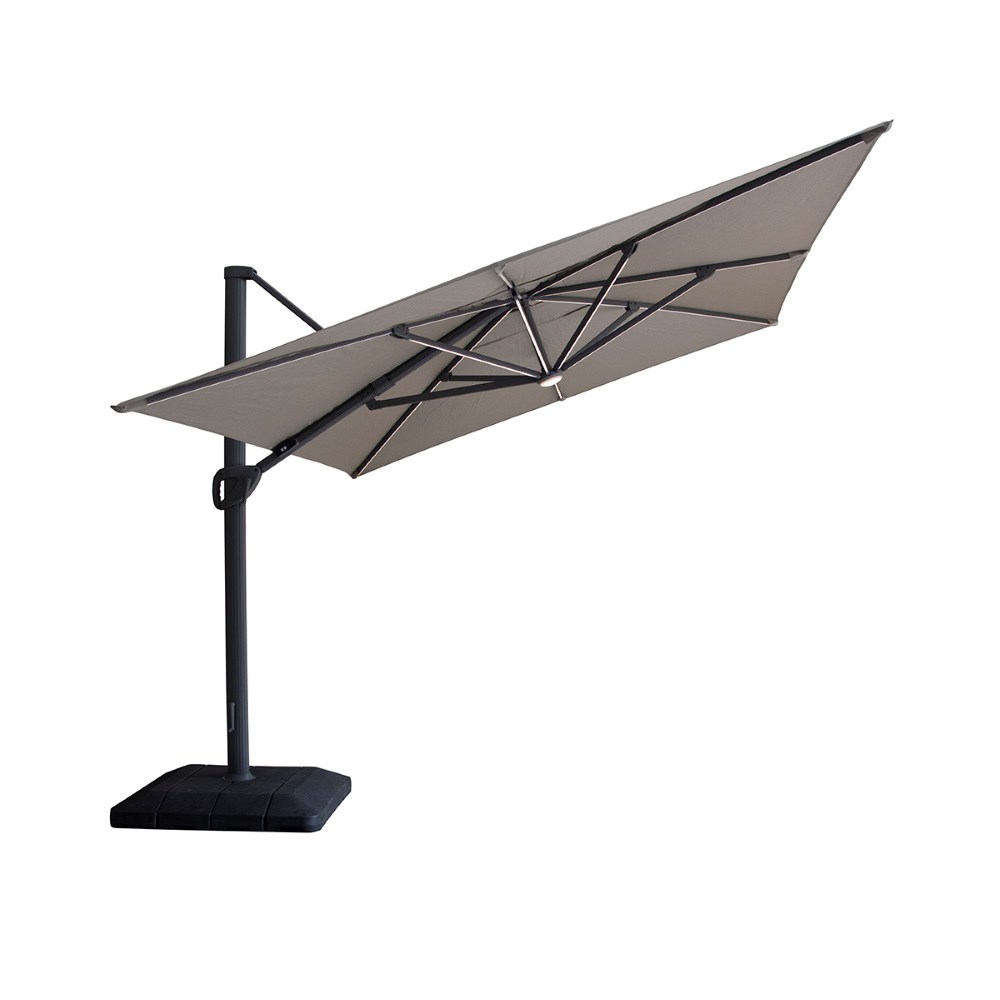 Aramis 3m x 4m Rectangular Rotating Cantilever Parasol With Base