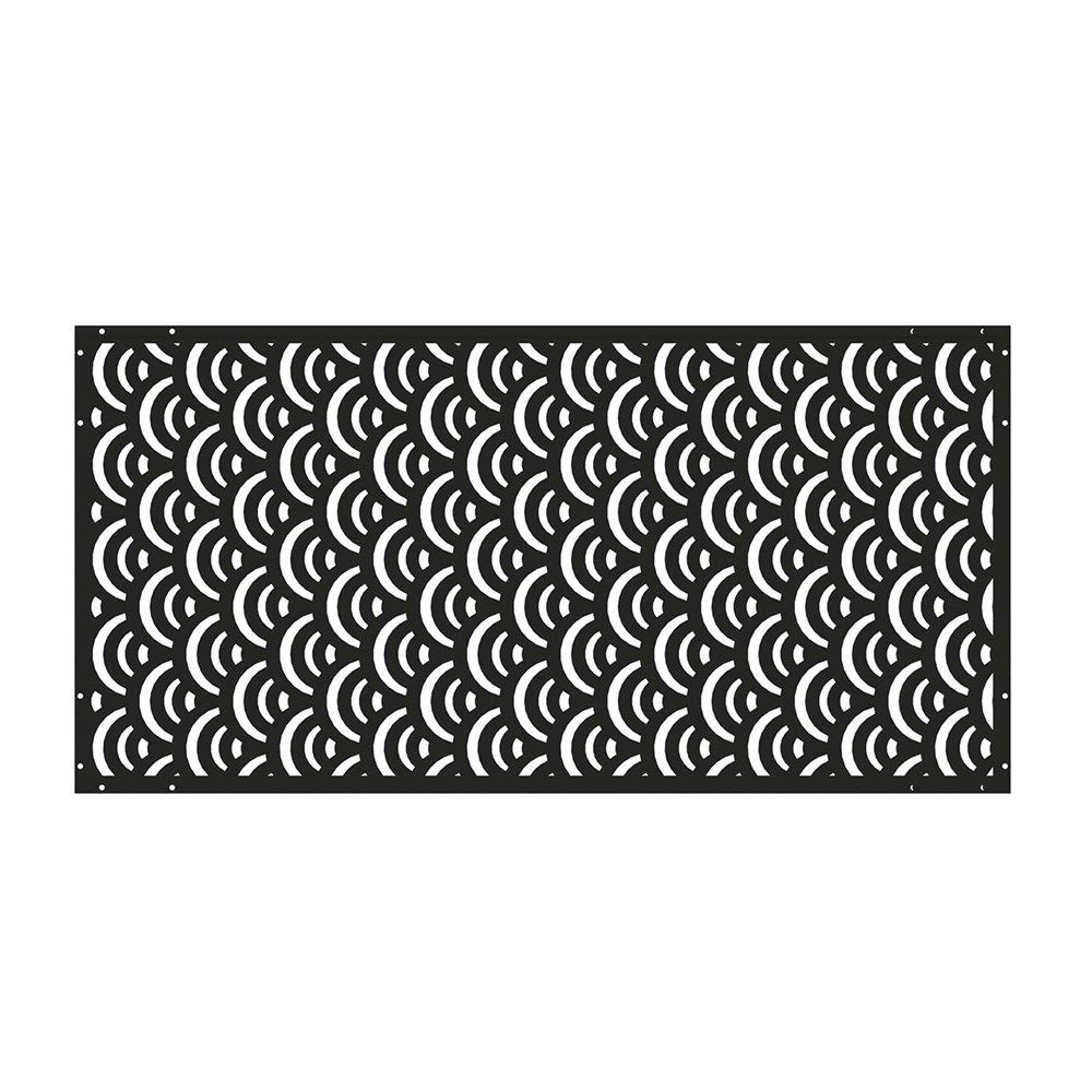 Modern Wave Patterned Garden Screen Black 120 x 60cm