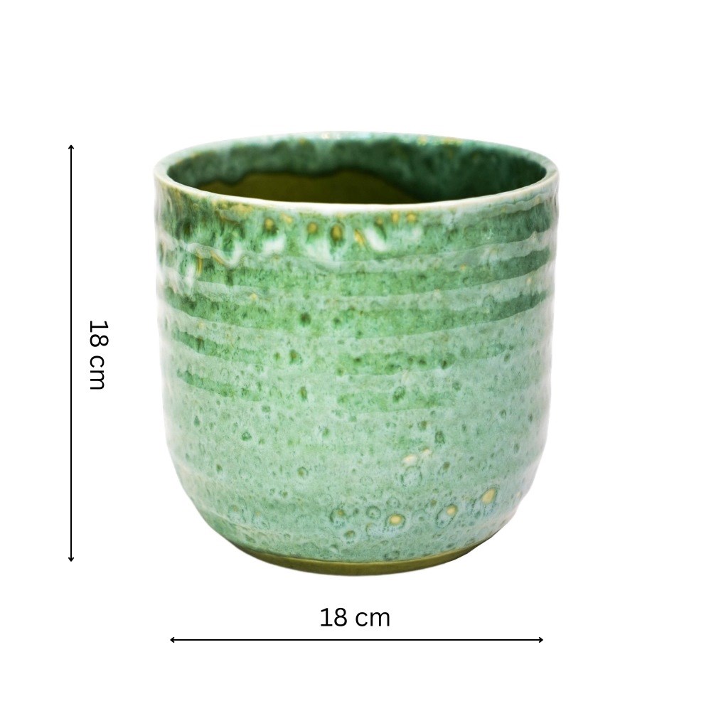 Emerald Reactive Glaze Ceramic Planter
