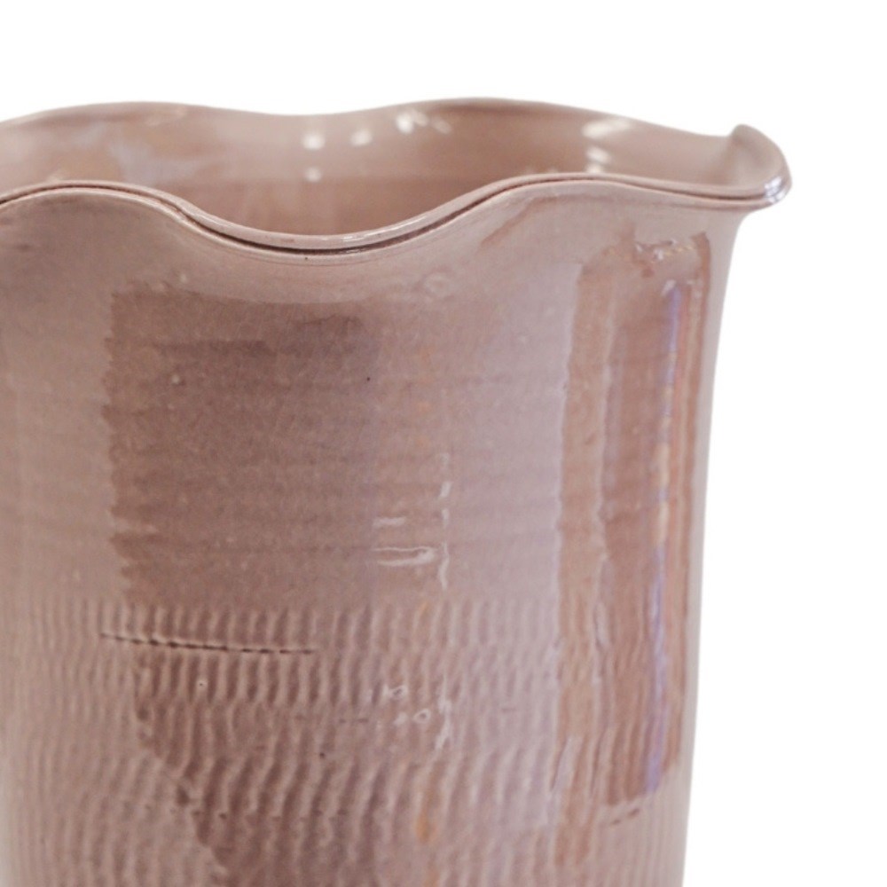 Camellia Blush Ceramic Scalloped Edge Planter