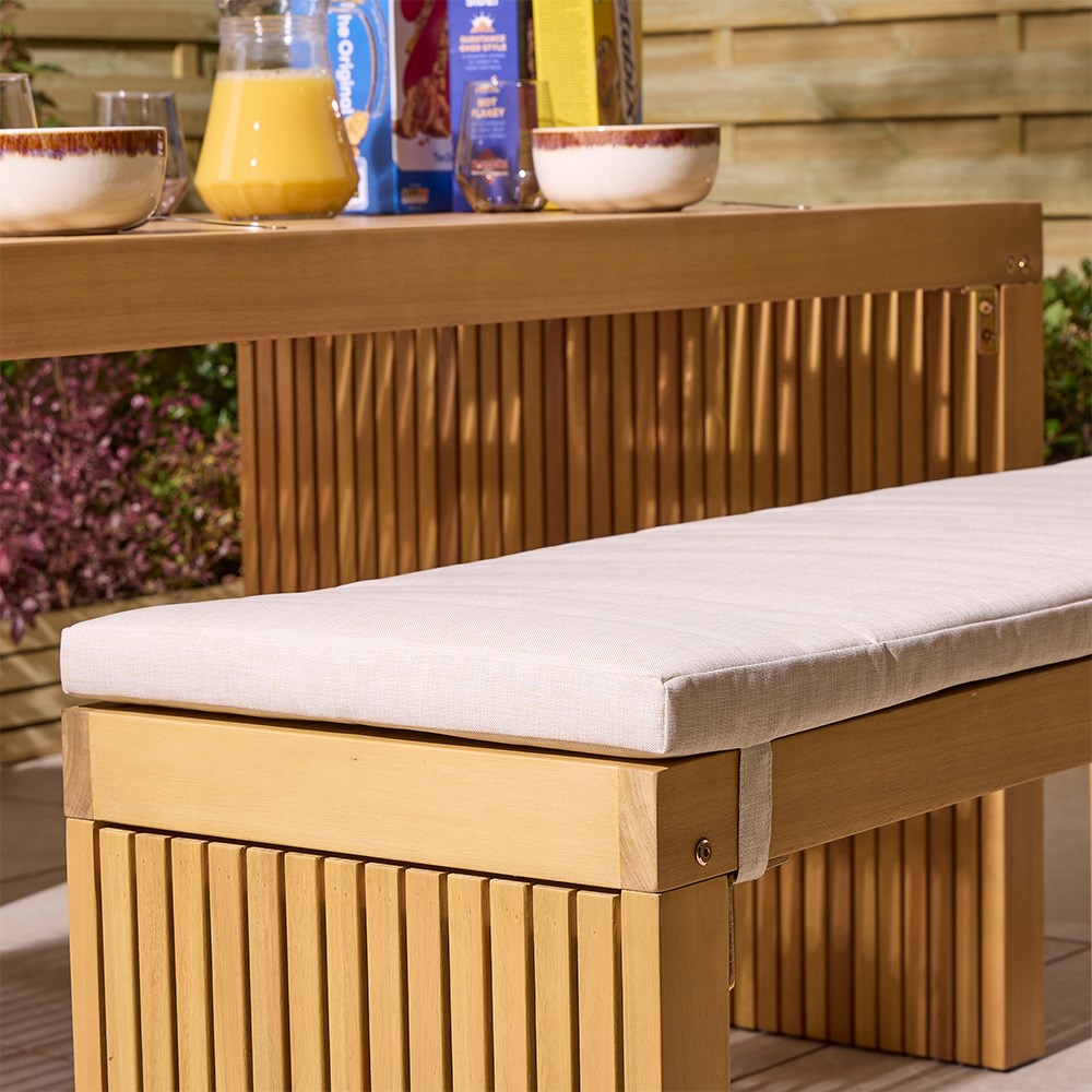 Kyoto Contemporary Wooden Dining Bench Set With Cushions