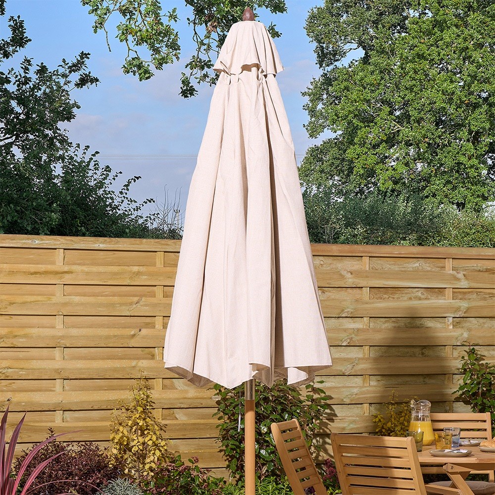 Ashdown Natural Wooden Round Parasol