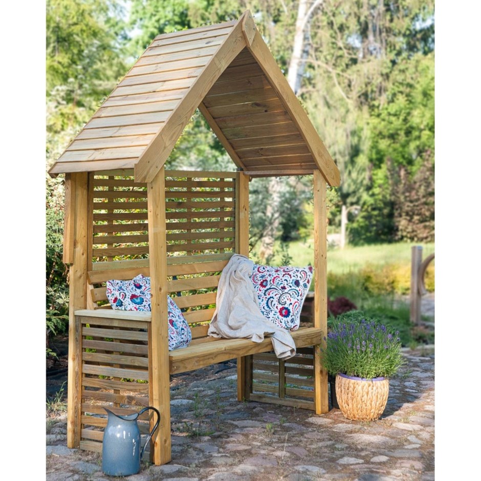Wooden Seated Arbour with Open Sides