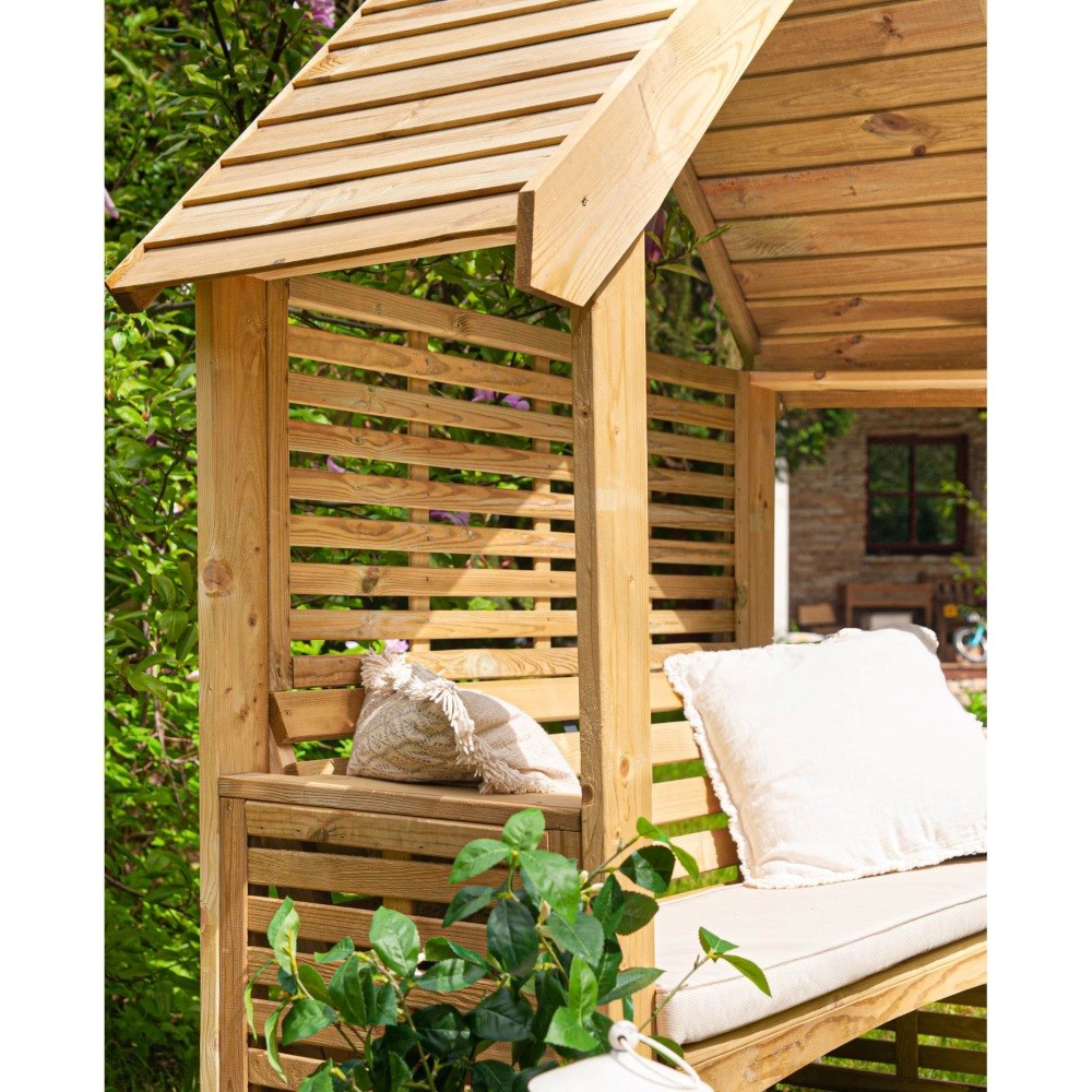 Wooden Seated Arbour with Open Sides