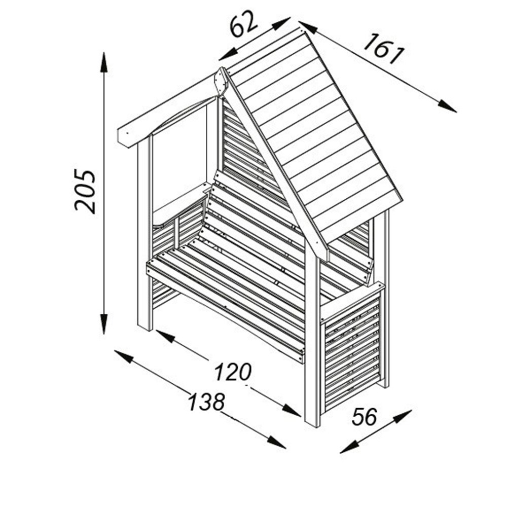 Wooden Seated Arbour with Open Sides