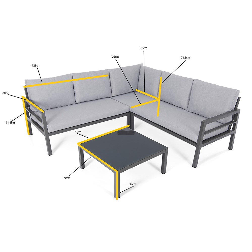 Oakley Aluminium Corner Sofa Set