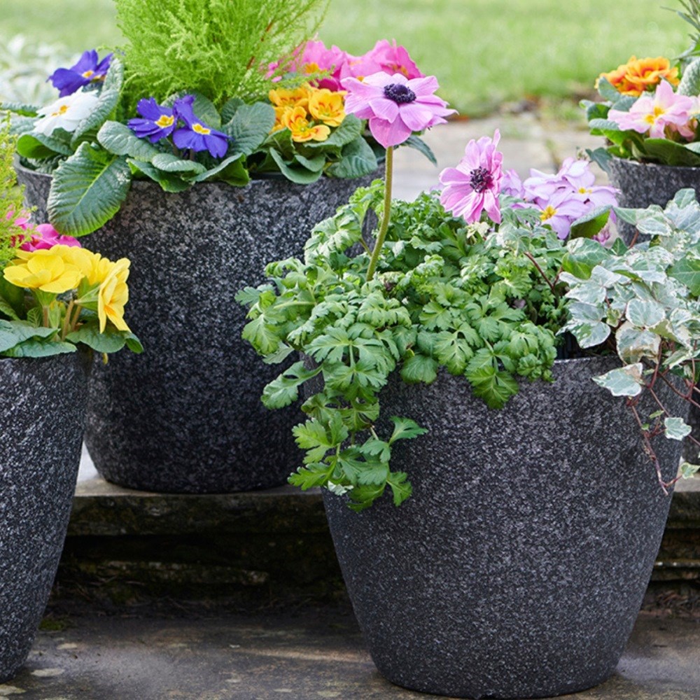 Granite Effect Round Planters