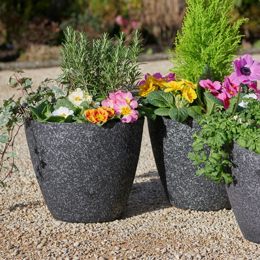 Granite Effect Round Planters
