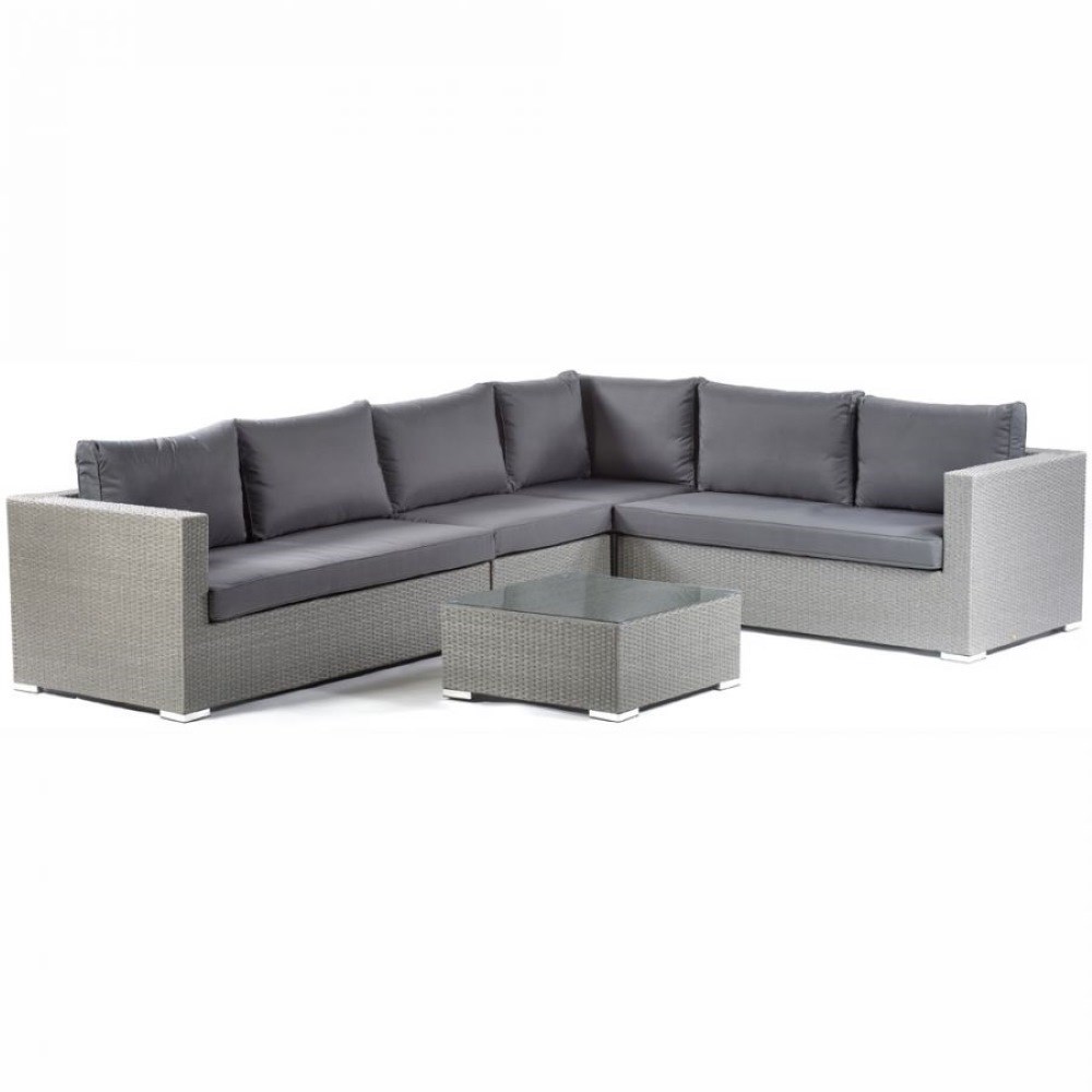 Oasis Rattan Corner Sofa Set With Glass Coffee Table